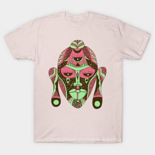 Pink Mint African Mask 7 T-Shirt